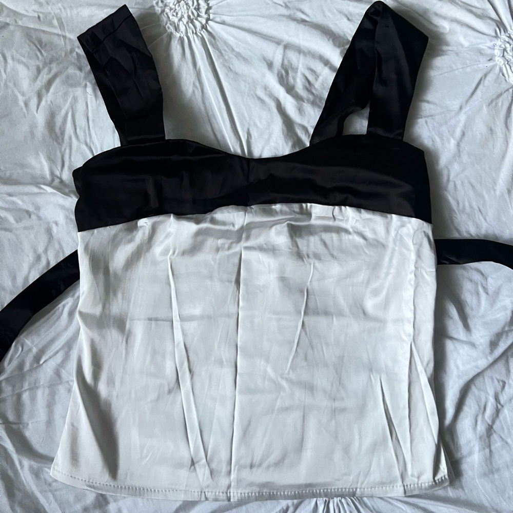 Y2K Black and White Satin Tank Top